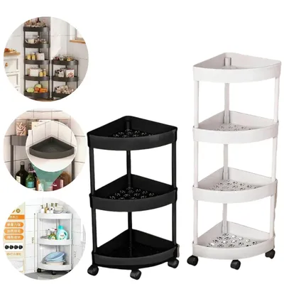 Kitchen Storage Organizer Bathroom Corner Cabinet 3/4/5 Tier Rolling Cart Storage Shelf Rolling