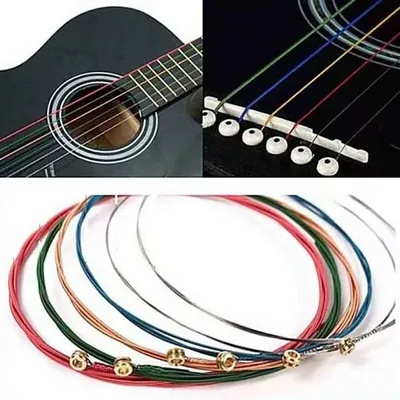 Miwayer Set of 6 Acoustic Guitar Strings, E-A Rainbow Colors, for Folk Acoustic Guitar, Classical