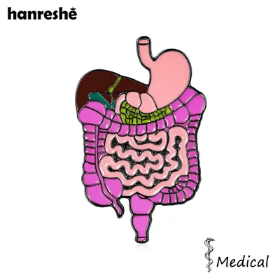 Hanreshe Medical Digestive System Enamel Brooch Intestine Stomach Liver Pin Badge Jewelry