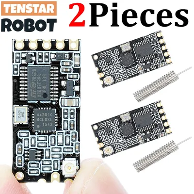 TENSTAR 2pcs Black HC-12 433Mhz SI4438 Chip Wireless Serial Port Module 1000m With Antenna Replace