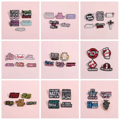 Funny Humorous Daily Proverbs Enamel Pins Creative Quotes 4-6Pcs/Set Brooches Lapel Badge Jewelry