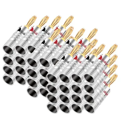 100Pcs Banana Plug 24K Gold Plated Copper BFA 4mm Banana Connector Male Speaker Plug Audio Speaker