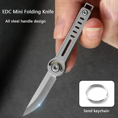 Mini Folding Knife with Stainless Steel Blade, Keychain Pendant, Portable Outdoor Travel Camping