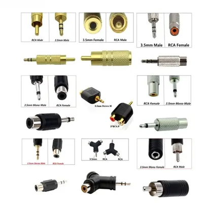 Gold Plated DC3.5mm Mono Stereo Male Female To RCA Male Female AV Audio Converter 3.5mm To Dual