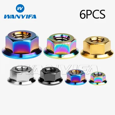 Wanyifa Titanium Nut M5 M6 M8 M10 M12 M14 M16 Hex Flange for Motorcycle Bicycle direct sales 6pcs
