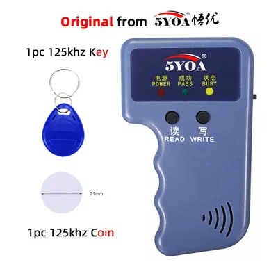 5YOA Repetitive Handheld 125KHz EM4100 5200 RFID ID Card Writer Copier Duplicator Programmer T5577