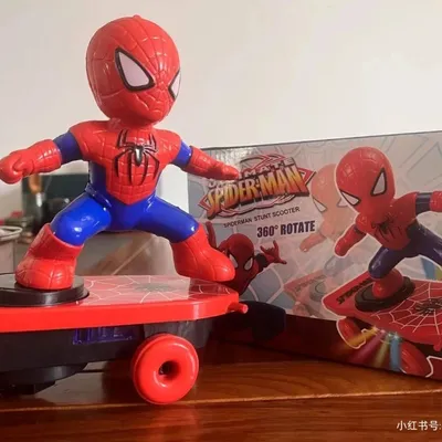 2023 The Avengers Spiderman Automatic Flip Rotation Skateboard Acousto-optic Car Electric Music