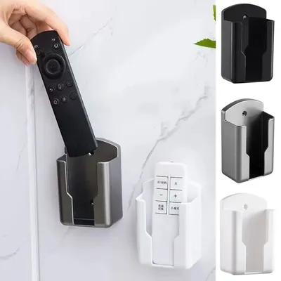 Plastic Air Conditioner Remote Control Holder White Self Adhesive Remote Controller Holder