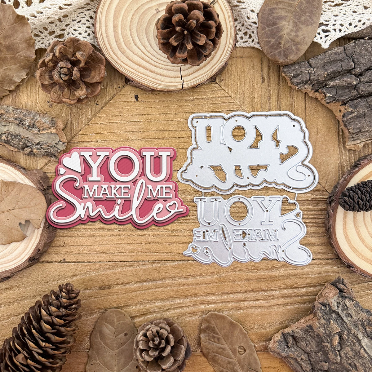 Original Lovely YOU MAKE ME SMILE Titles Words Metal Cutting Dies Scrapbooking Decorative Embossing DIY Paper Cards