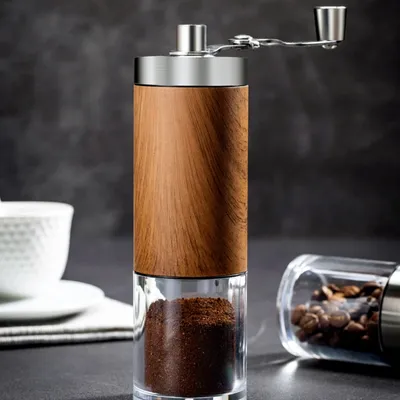 Coffee Bean Grinder Portable Wood Grain Stainless Steel Crank Hand Hand Coffee Grinder Kitchen Tool