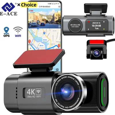 Dash Cam 4K GPS WIFI APP 24H Night Vision Mini 2 Lens Dashcam Car Camera DVR Video Recorder Rear