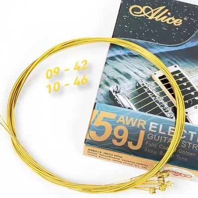 Alice Electric Guitar Strings AWR59J 09-42/10-46 Gold Color Guitar String Nano Coated Strings,