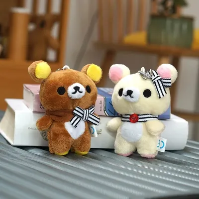 Kawaii Rilakkuma Anime Cartoon Plush Toys Keychain Accessories Soft Stuffed Backpack Pendant Girl