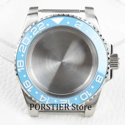 ice blue ceramic bezel Watch Case 40mm 316L Steet Sapphire waterproof For NH35 NH36 Movement 28.5mm