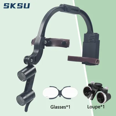 Binocular Dental Loupe Magnification 2.5X 3.5X Single Battery with LED Light Surgical Headlight for