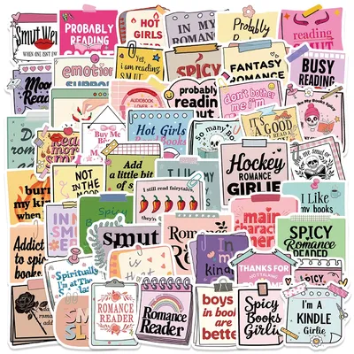 50PCS Smutty Romance Bookish Spice Reader Reminder Labels Girl Cartoon Sticker Aesthetic Kindle Ipad