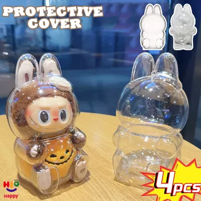 Labubu Blind Box Transparent Protective Cover Thickened Dust Bag Pendant Doll Accessories Vinyl Doll Storage Box 1-4PCS