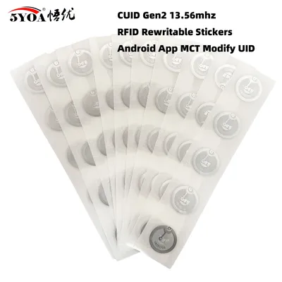 13.56mhz CUID Changeable S50 1K RFID Sticker Wet Inlay NFC Tag Sector 0 Block 0 UID Rewritable For