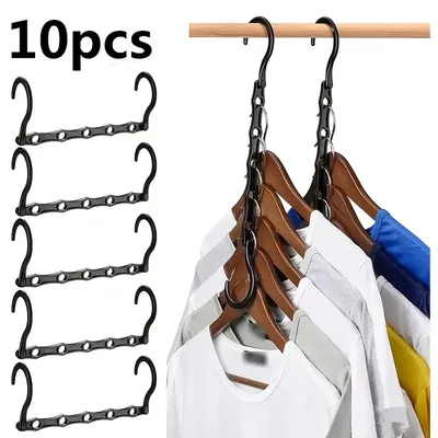 10 Pcs Space Saving Magic Hangers Sturdy Plastic Holder Heavy Clothes Organizer For Dorms Apartments