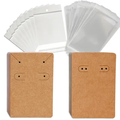 50pc 6x9cm Self-adhesive Plastic Cello Bag Earrings Display Necklaces KeyChain Cards for DIY Making