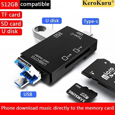 6 in1 / 5 in 1 Multifunction USB 2.0 Type C/USB /Micro USB/TF/SD Smart Memory Card Reader OTG Flash