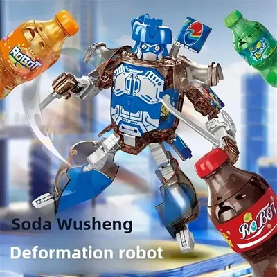 Beverage Bottle Transformer Robot Toy Soda Conversion Machine Bottle Change Man Soda Can Change