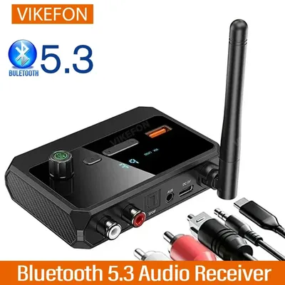 Bluetooth 5.3 Audio Receiver Support USB U-Disk Play Wireless Adapter R/L 2 RCA/3.5MM AUX/Optical