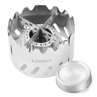 Mini Backpacking Stove 100ml Aluminum Alcohol Burner with Lid/Cross Stand/Windshield Portable Camp