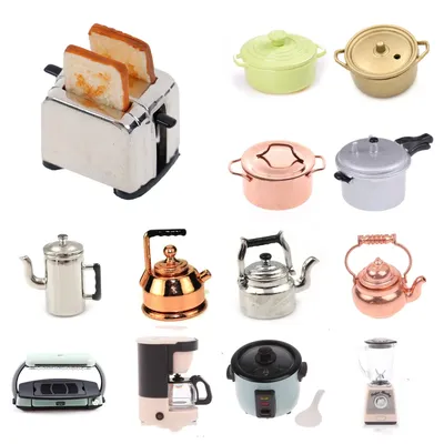 1PC Dollhouse 1/12 Scale Mini Bread Machine With Toast Miniature Dollhouse Kitchen Access Toaster