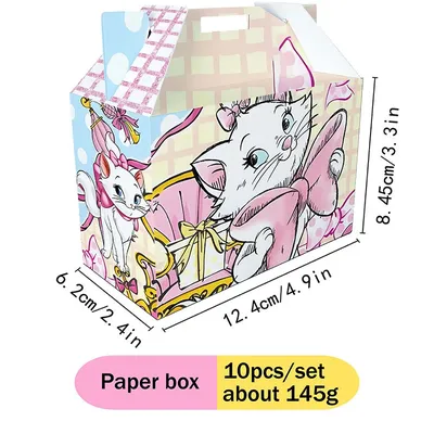 Disney Aristocats Marie Cat Candy Box Supplies For Kids Birthday Party Favors Gift Popcorn Box Baby