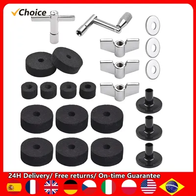 23pcs Cymbal Replacement Drum Parts Cymbal Stand Felts Drum Cymbal Felt Pads Include Wing Nuts