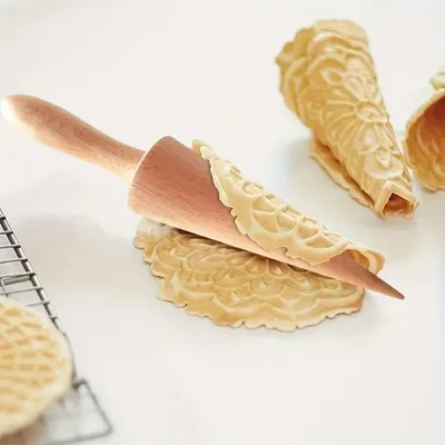 1pc, Wooden ice cream cone mold DIY kitchen tool for waffle cake cone croissant making kitchen tool