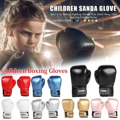 5-12YRS Professional Boxing Training Sparring Gloves PU Leather Kids Breathable Muay Thai Punching