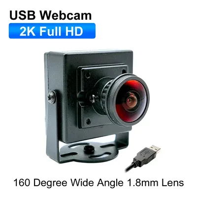 160 Degree Wide Angle 1.8mm Fisheye 2K HD PC Webcam Plug And Play 30fps 2560x1440 High Speed Video
