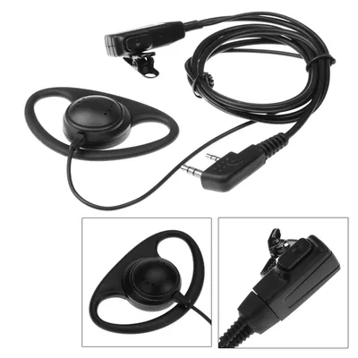 2 Pin Walkie Talkie Headset with MIC PTT D-Shape Walkie Talkie Earpiece Headset Accessories for