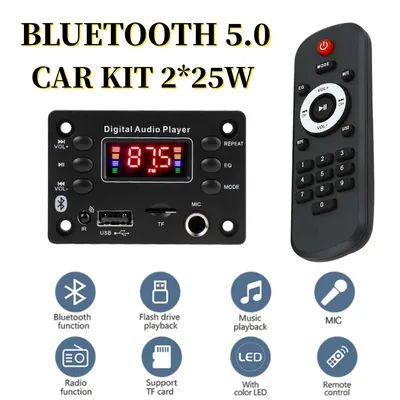 50W Amplifier Bluetooth MP3 WMA Decoder Board 9V 12V 6.5mm Microphone FM Radio TF USB Car Audio