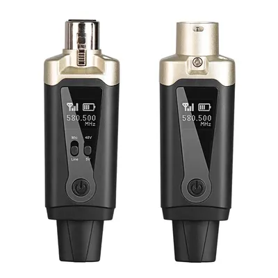 Wireless Microphone System XLR Mic Converter Adapter UHF Automatic Transmitter Setup For Condenser