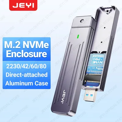 JEYI Direct-attach M.2 NVMe Enclosure, USB-A Plug USB 3.2 10Gbps In-line Aluminum 2242 2280 SSD Case