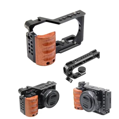 Sony ZV-E10Full Cage camera With Wooden Handle cold shoe Rabbit cage support bracket Stabilizer for