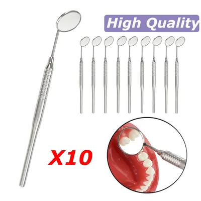 10Pcs Dental Mouth Mirrors Autoclavable Reflectors Oral Mirror Handle Tooth Whitening Dentist Tools