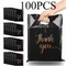 100PCS Black Thank You Bag Plastic Handheld Thank You Gift Packaging Anniversary Christmas Birthday