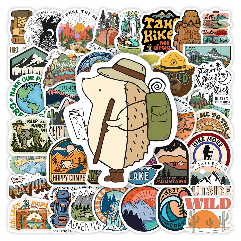 Forests Outdoor Hiking Stickers Camping Mountains DIY Toy Waterproof Decal for Scrapbook Laptop Phone Luggage Bottles Decorative
