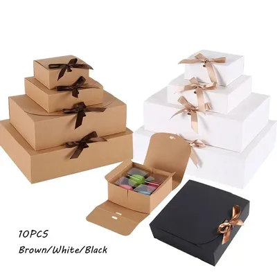 10pcs DIY Kraft Paper Gift Packaging Box Christmas Halloween Candy Chocolate Boxes Mooncake Case