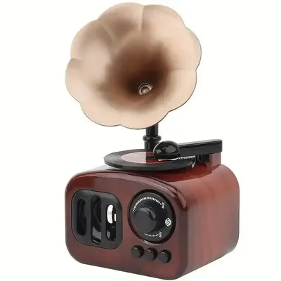 1pc, Music Box, Retro Phonograph Music Box Decoration Ornament Musical Box Table Desk Decoration