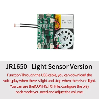 8M Light-Activated Sound Module USB Downloadable & Recordable Voice Chip with MP3 Audio Playback for