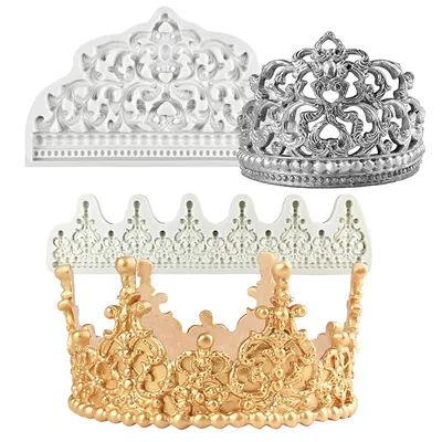 3D Crown Baroque Style Fondant Mold For Cake Topper DIY Baking Fondant Mould Chcolate Candy Drop