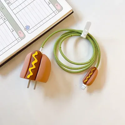 Hot Dog Food Case For Iphone Charger Protector,20W Data Cable Protective Case Pvc Protective Cover