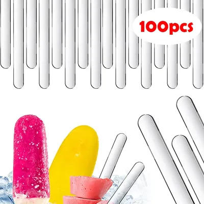 20-100pcs/set Clear Acrylic Ice Cream Stick Colorful Food Grade Chocolate Lollipop Ice Cube Holder