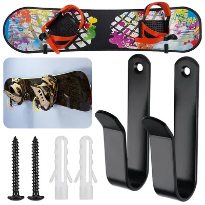2Pcs Horizontal Snowboard Wall Mount Clips Snowboard Wall Mount Clips Snowboard Wall Hanger for Ski