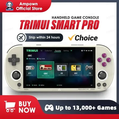 Trimui Smart Pro Handheld Game Console 4.96''IPS Screen Linux System Joystick RGB Lighting Smartpro
